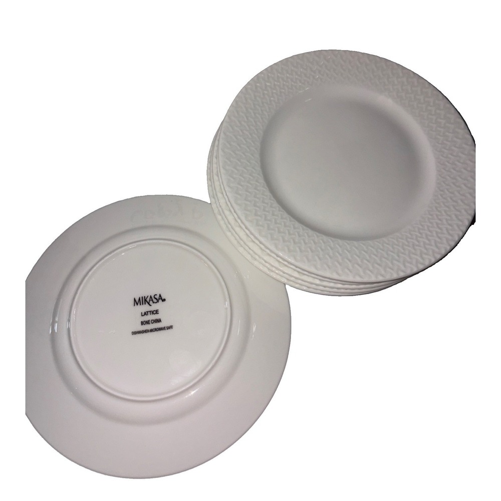 MIKASA Bone China LATTICE Pattern 6 3/4"SALAD PLATES Set of 7